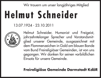 Traueranzeige von Helmut Schneider von Echo-Zeitungen (Gesamtausgabe)