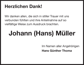Traueranzeige von Johann (Hans) Müller von Rüsselsheimer Echo, Groß-Gerauer-Echo, Ried Echo