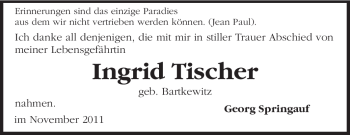 Traueranzeige von Ingrid Tischer von Echo-Zeitungen (Gesamtausgabe)