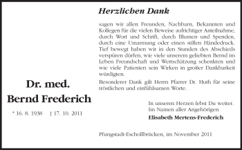 Traueranzeige von Bernd Friedrich von Darmstädter Echo, Odenwälder Echo, Rüsselsheimer Echo, Groß-Gerauer-Echo, Ried Echo