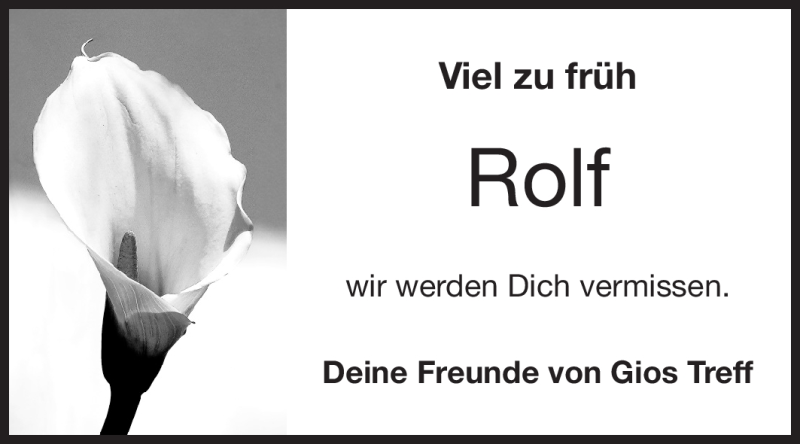  Traueranzeige für Rolf Darmstadt vom 12.11.2011 aus Echo-Zeitungen (Gesamtausgabe)