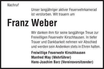 Traueranzeige von Franz Weber von Starkenburger Echo