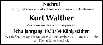 Traueranzeige von Kurt Walther von Rüsselsheimer Echo, Groß-Gerauer-Echo, Ried Echo