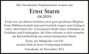 Traueranzeige von Ernst Sturm von Echo-Zeitungen (Gesamtausgabe)