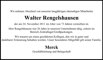 Traueranzeige von Walter Rengelshausen von Echo-Zeitungen (Gesamtausgabe)