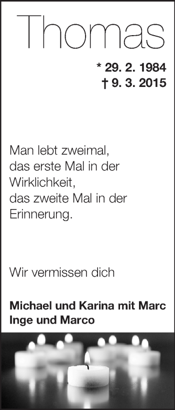 Traueranzeige von Thomas Keller von Odenwälder Echo