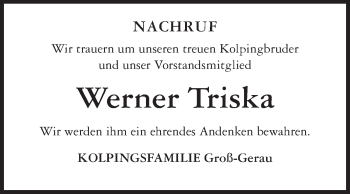 Traueranzeige von Werner Triska von Rüsselsheimer Echo, Groß-Gerauer-Echo, Ried Echo