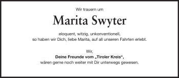 Traueranzeige von Marita Swyter von Echo-Zeitungen (Gesamtausgabe)