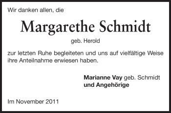 Traueranzeige von Margarethe Schmidt von Odenwälder Echo