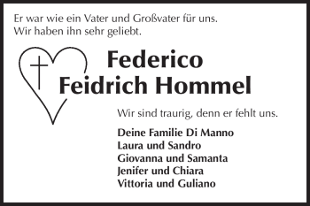 Traueranzeige von Federico Feidrich Hommel von Echo-Zeitungen (Gesamtausgabe)