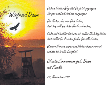 Traueranzeige von Winfried Daum von Rüsselsheimer Echo, Groß-Gerauer-Echo, Ried Echo