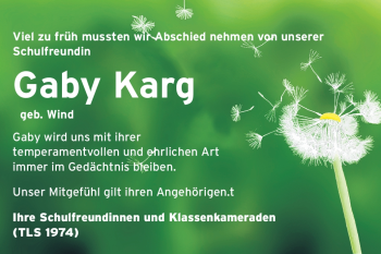 Traueranzeige von Gaby Karg von Odenwälder Echo