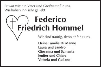 Traueranzeige von Federico Friedrich Hommel von Echo-Zeitungen (Gesamtausgabe)