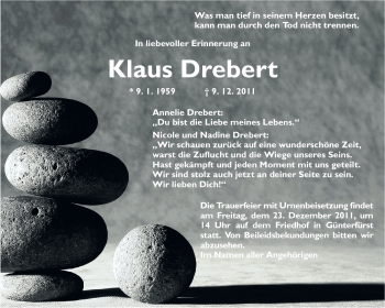 Traueranzeige von Klaus Drebert von Odenwälder Echo