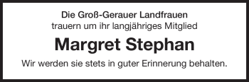 Traueranzeige von Margret Stephan von Rüsselsheimer Echo, Groß-Gerauer-Echo, Ried Echo
