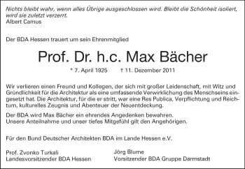 Traueranzeige von Max Bächer von Echo-Zeitungen (Gesamtausgabe)