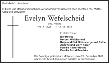 Traueranzeige von Evelyn Wefelscheid von Echo-Zeitungen (Gesamtausgabe)
