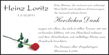Traueranzeige von Loritz Heinz von Echo-Zeitungen (Gesamtausgabe)
