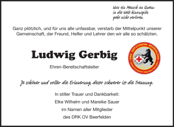 Traueranzeige von Ludwig Gerbig von Odenwälder Echo