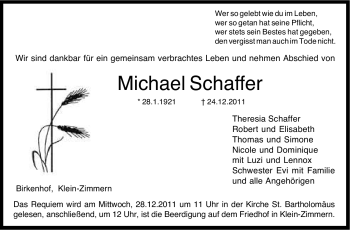 Traueranzeige von Michael Schaffer von Echo-Zeitungen (Gesamtausgabe)