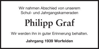 Traueranzeige von Philipp Graf von Rüsselsheimer Echo, Groß-Gerauer-Echo, Ried Echo