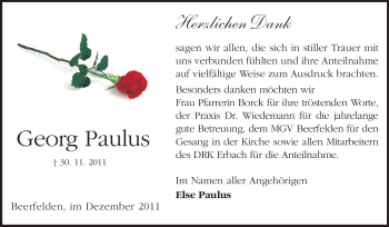 Traueranzeige von Georg Paulus von Odenwälder Echo