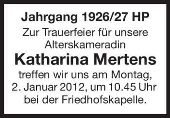 Traueranzeige von Katharina Mertens von Starkenburger Echo