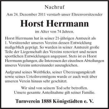 Traueranzeige von Horst Herrmann von Rüsselsheimer Echo, Groß-Gerauer-Echo, Ried Echo