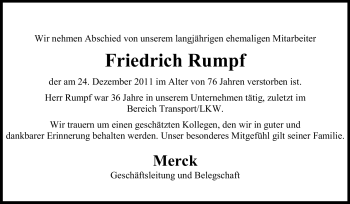 Traueranzeige von Friedrich Rumpf von Echo-Zeitungen (Gesamtausgabe)