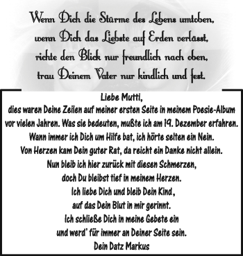 Traueranzeige von Mutti - von Rüsselsheimer Echo, Groß-Gerauer-Echo, Ried Echo