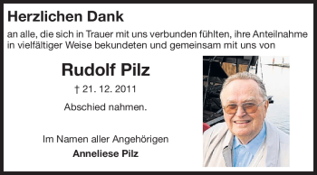Traueranzeige von Rudolf Pilz von Echo-Zeitungen (Gesamtausgabe)