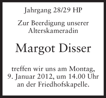 Traueranzeige von Margot Disser von Starkenburger Echo