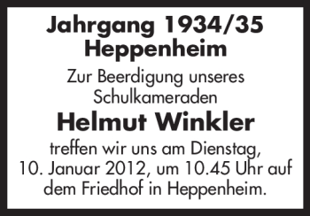 Traueranzeige von Helmut Winkler von Starkenburger Echo