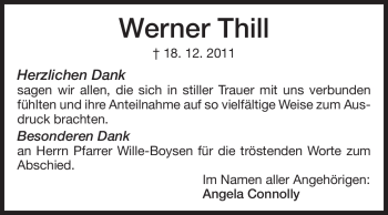 Traueranzeige von Werner Thill von Echo-Zeitungen (Gesamtausgabe)