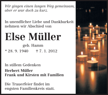 Traueranzeige von Else Müller von Echo-Zeitungen (Gesamtausgabe)