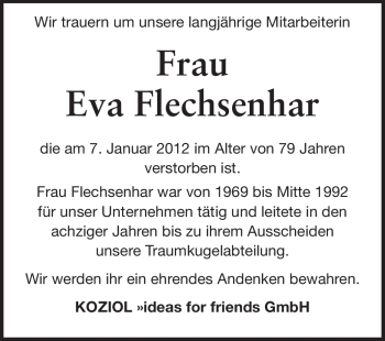 Traueranzeige von Eva Flechsenhar von Odenwälder Echo