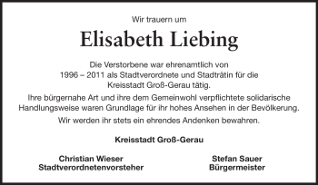 Traueranzeige von Elisabeth Liebing von Rüsselsheimer Echo, Groß-Gerauer-Echo, Ried Echo