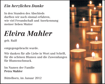 Traueranzeige von Elvira Mahler von Echo-Zeitungen (Gesamtausgabe)