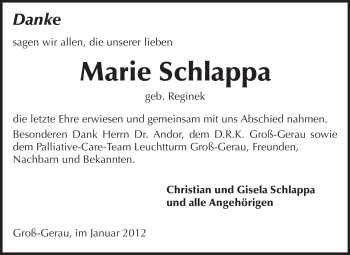 Traueranzeige von Marie Schlappa von Rüsselsheimer Echo, Groß-Gerauer-Echo, Ried Echo