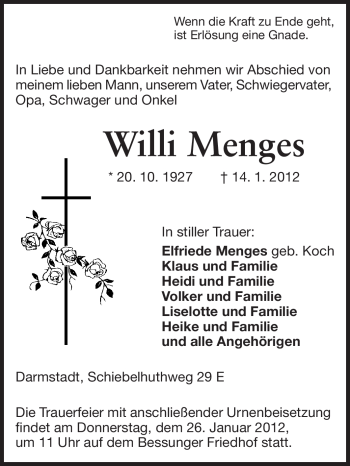 Traueranzeige von Willi Menges von Darmstädter Echo, Odenwälder Echo, Rüsselsheimer Echo, Groß-Gerauer-Echo, Ried Echo