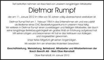 Traueranzeige von Dietmar Rumpf von Echo-Zeitungen (Gesamtausgabe)