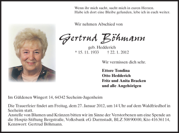 Traueranzeige von Gertrud Böhmann von Echo-Zeitungen (Gesamtausgabe)