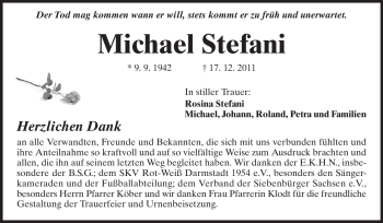 Traueranzeige von Michael Stefani von Echo-Zeitungen (Gesamtausgabe)