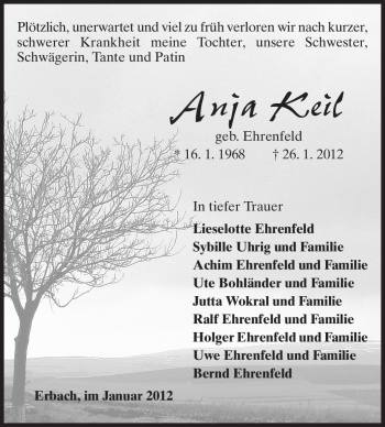 Traueranzeige von Anja Keil von Odenwälder Echo