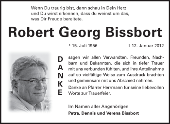 Traueranzeige von Robert Georg Bissbort von Echo-Zeitungen (Gesamtausgabe)