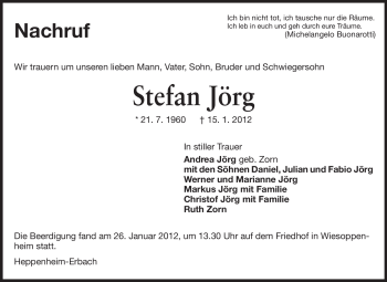 Traueranzeige von Stefan Jörg von Starkenburger Echo