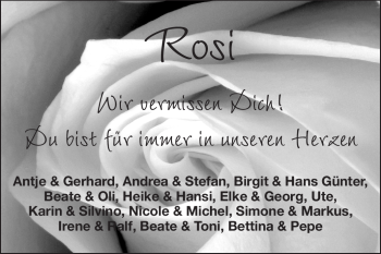 Traueranzeige von Rosi  von Echo-Zeitungen (Gesamtausgabe)