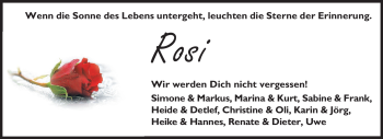 Traueranzeige von Rosi  von Odenwälder Echo