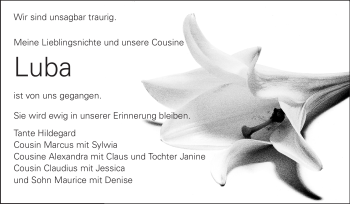 Traueranzeige von Luba Dörner von Echo-Zeitungen (Gesamtausgabe)