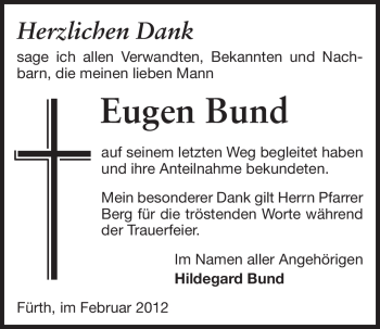 Traueranzeige von Eugen Bund von Starkenburger Echo